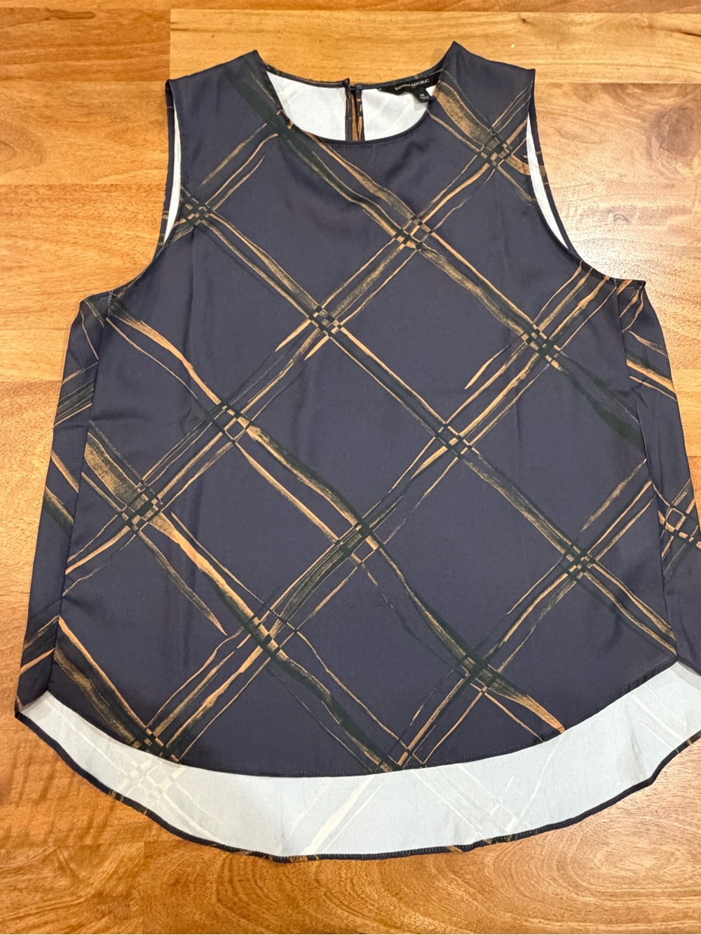 Banana Republic Navy, Green and Gold Sleeveless Top Size Medium